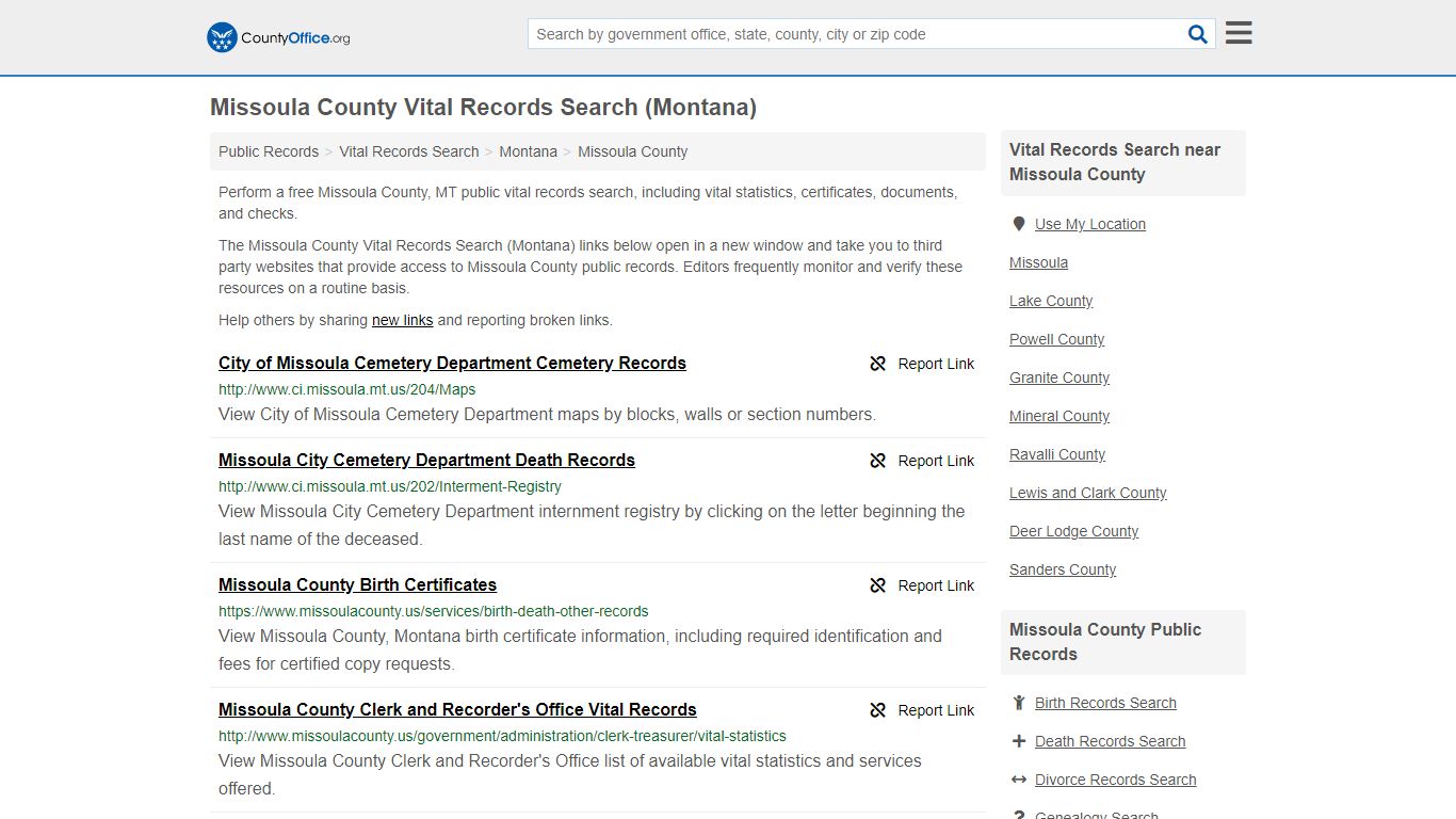 Vital Records Search - Missoula County, MT (Birth, Death ...